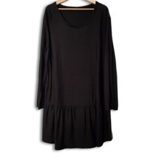LILY by Firmiana Stretchy Drop Waist Long Sleeve Scoop Neck Dress Black Sz 3X